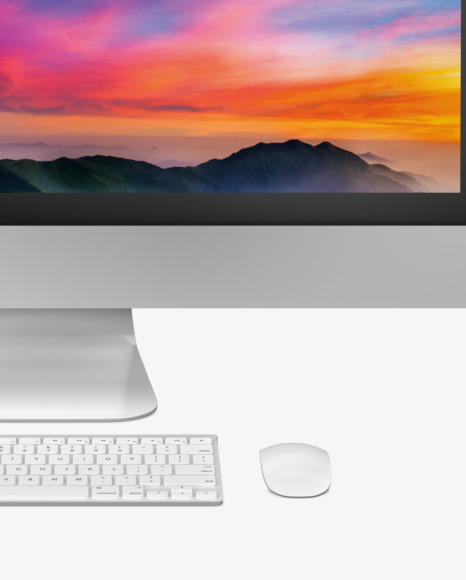 iMac with Keyboard and Mouse - Mockup