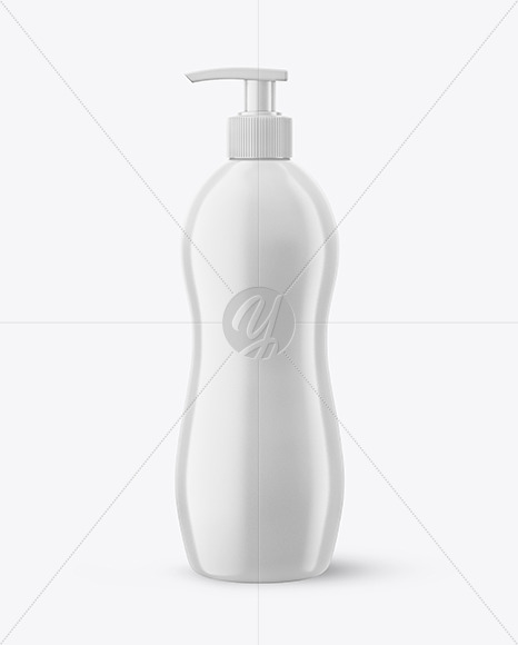 Glossy Plastic Bottle with Pump Mockup