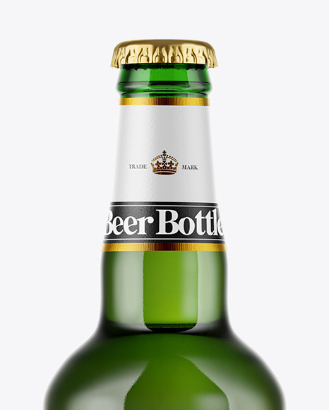 Green Glass Beer Bottle Mockup