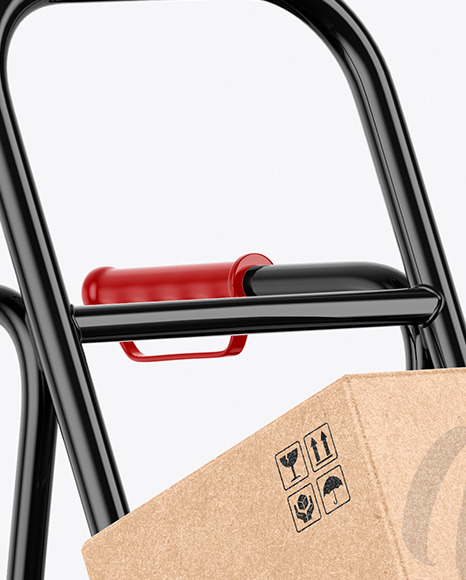 Hand Truck With Kraft Boxes Mockup Hand Truck With Kraft Boxes Mockup