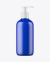 Frosted Blue Liquid Soap Bottle with Pump Mockup