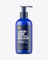 Frosted Blue Liquid Soap Bottle with Pump Mockup