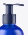 Frosted Blue Liquid Soap Bottle with Pump Mockup