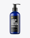 Frosted Dark Blue Liquid Soap Bottle with Pump Mockup