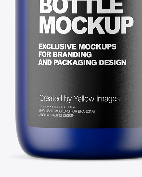 Frosted Dark Blue Liquid Soap Bottle with Pump Mockup