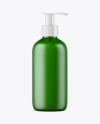 Frosted Green Liquid Soap Bottle with Pump Mockup