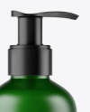 Frosted Dark Green Liquid Soap Bottle with Pump Mockup