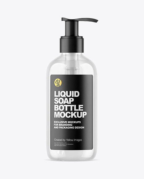 Clear Liquid Soap Bottle with Pump Mockup