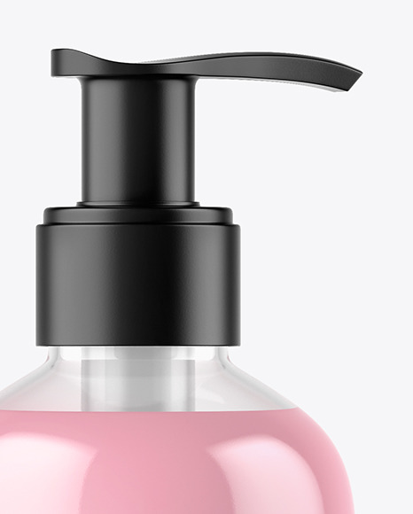 Clear Liquid Soap Bottle with Pump Mockup