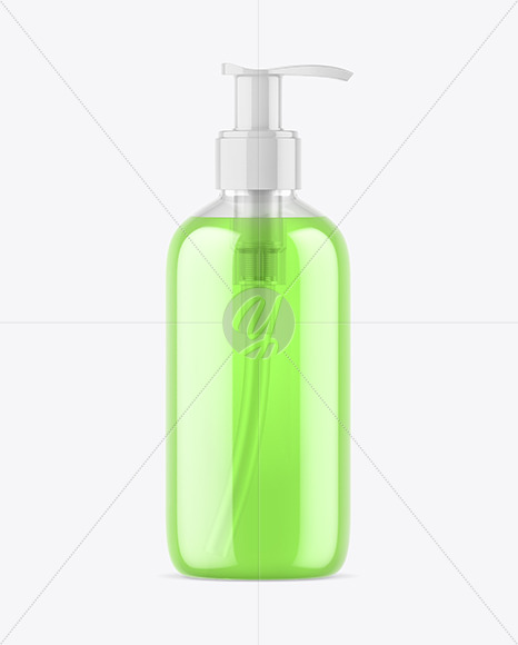 Clear Liquid Soap Bottle with Pump Mockup