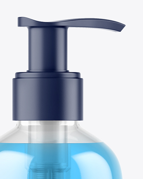 Clear Liquid Soap Bottle with Pump Mockup