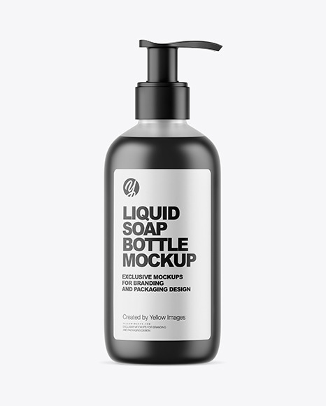 Frosted Liquid Soap Bottle with Pump Mockup