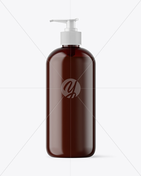 Amber Liquid Soap Bottle with Pupm Mockup