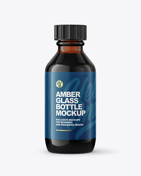 50ml Amber Glass Bottle Mockup 50ml Amber Glass Bottle Mockup