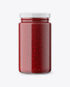 Glass Jar with Raspberry Jam Mockup