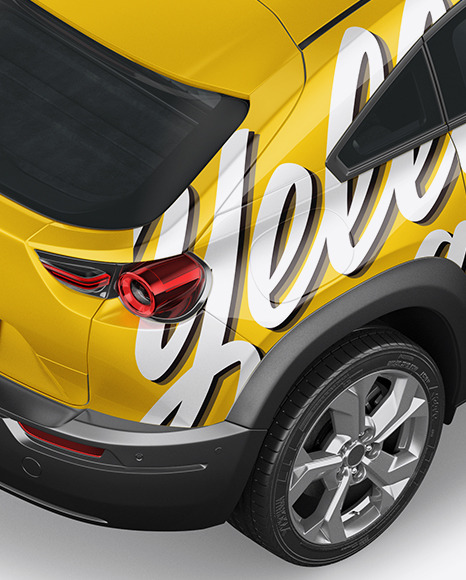 Compact Crossover SUV Mockup - Back Half Side View (high angle shot)