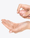 Hands w/ Sanitizer Bottle Mockup