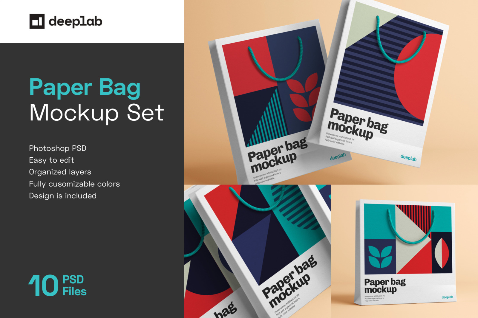 Paper Bag Mockup - 10 Sets