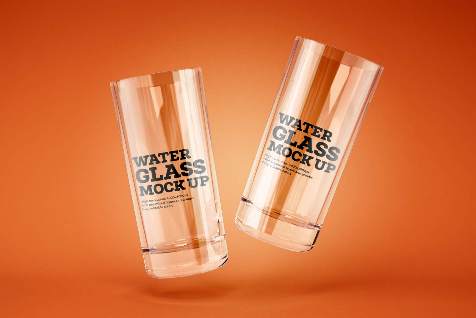 Water and Cocktail Glass Mockup Set