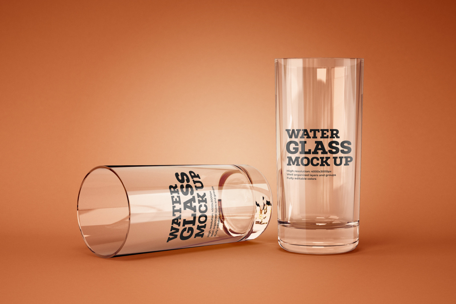 Water and Cocktail Glass Mockup Set