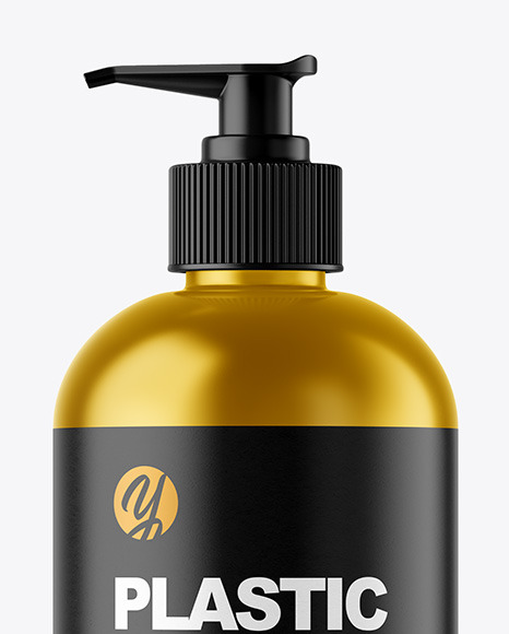 Metallic Bottle with Pump Mockup