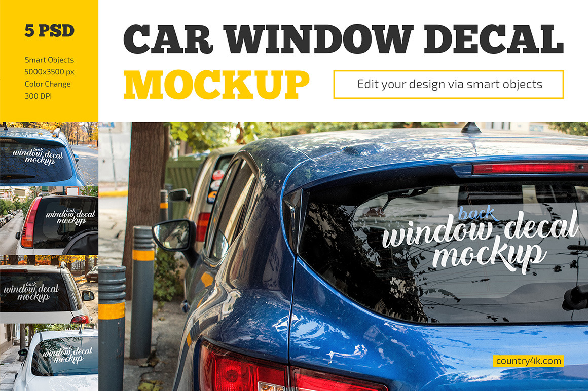 Car Window Decal Mockup Set Car Window Decal Mockup Set