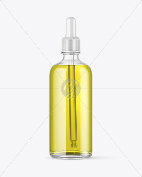 Clear Glass Dropper Bottle With Oil Mockup