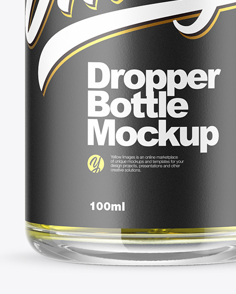 Clear Glass Dropper Bottle With Oil Mockup