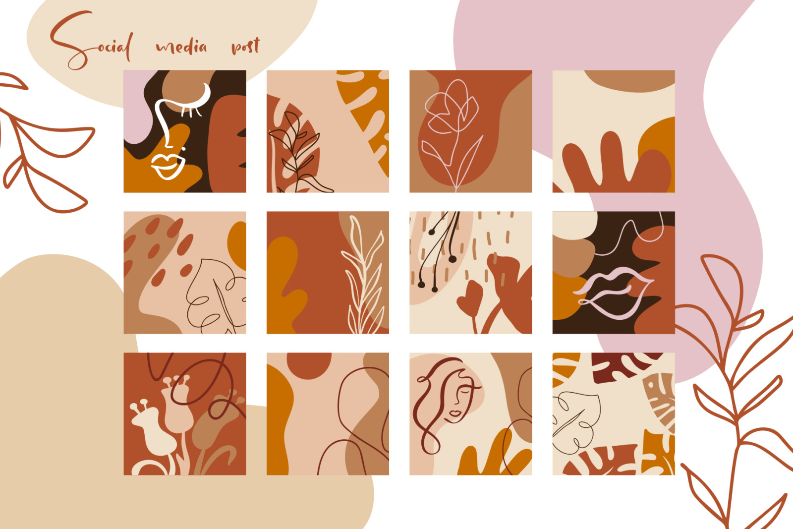 Abstract flower set SVG Abstract flower set SVG