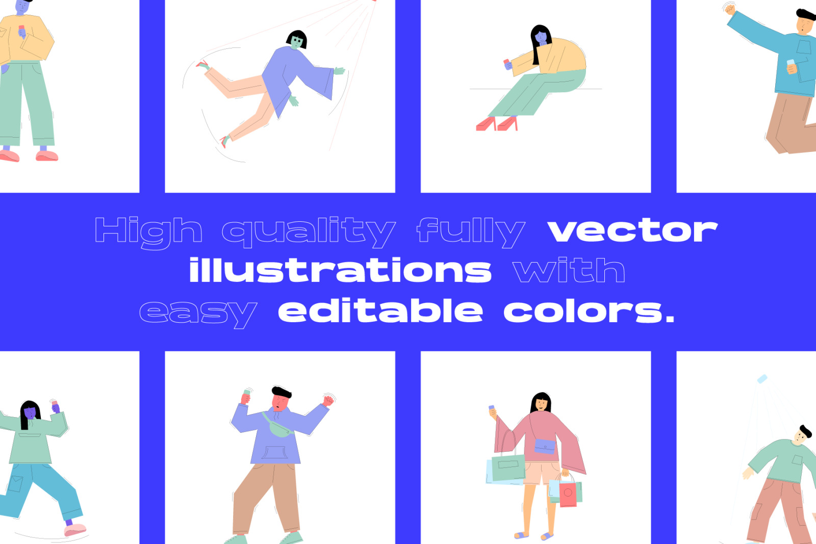 Social Media Life Illustrations Set Social Media Life Illustrations Set