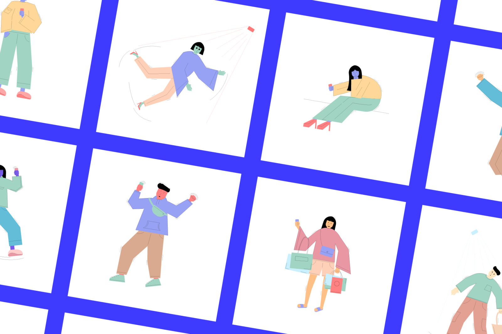 Social Media Life Illustrations Set Social Media Life Illustrations Set