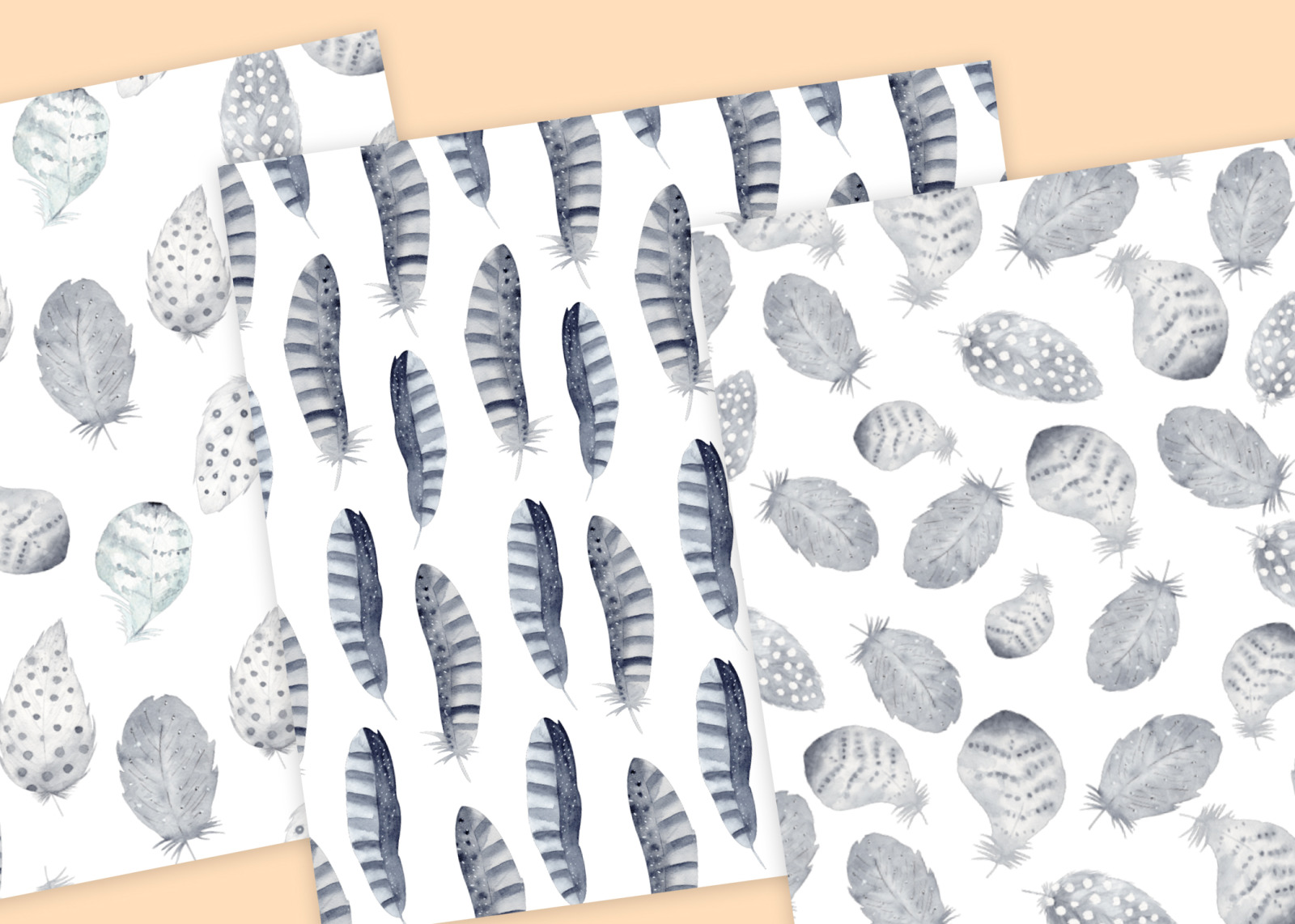Watercolor Boho Feathers Collection Watercolor Boho Feathers Collection