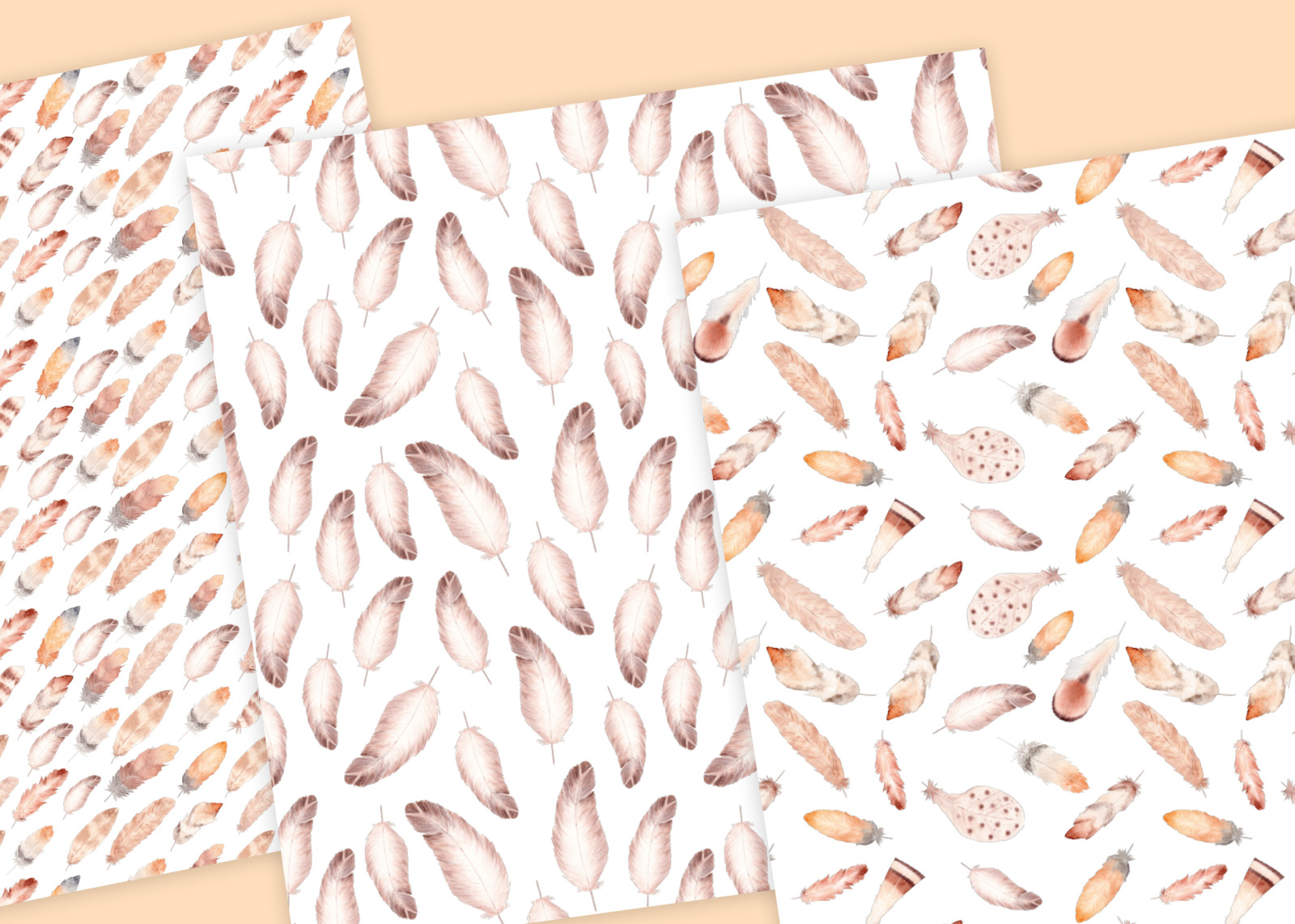 Watercolor Boho Feathers Collection Watercolor Boho Feathers Collection