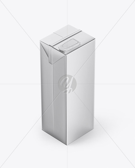 Metallic Juice Carton Package Mockup - Half Side View