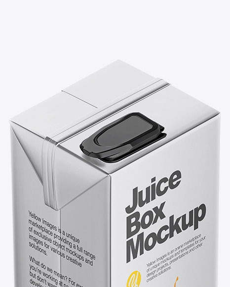 Metallic Juice Carton Package Mockup - Half Side View