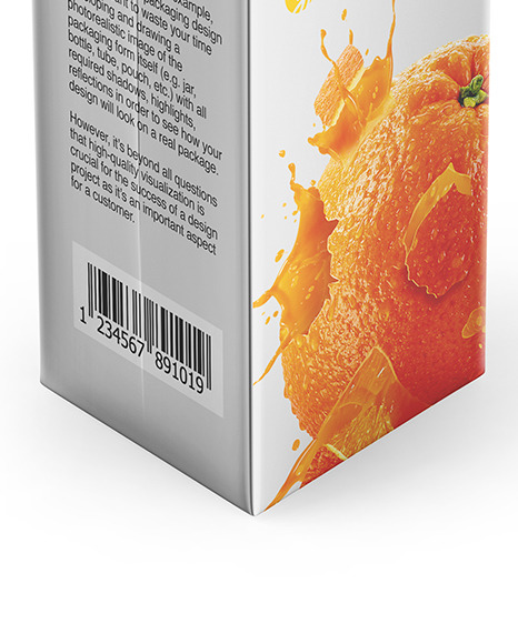 Metallic Juice Carton Package Mockup - Half Side View