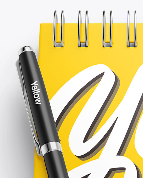 Matte Notebook Mockup With Pen