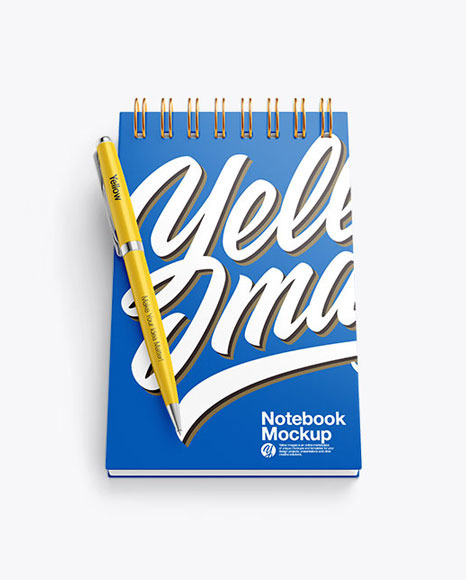 Matte Notebook Mockup With Pen