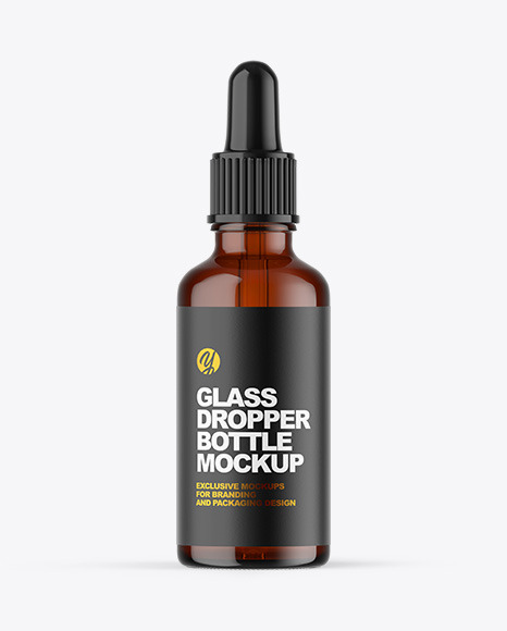 Amber Glass Dropper Bottle Mockup