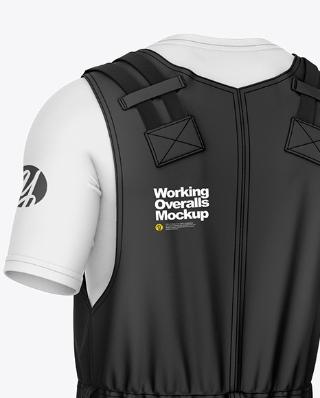 Working Overalls Mockup – Back Half Side View