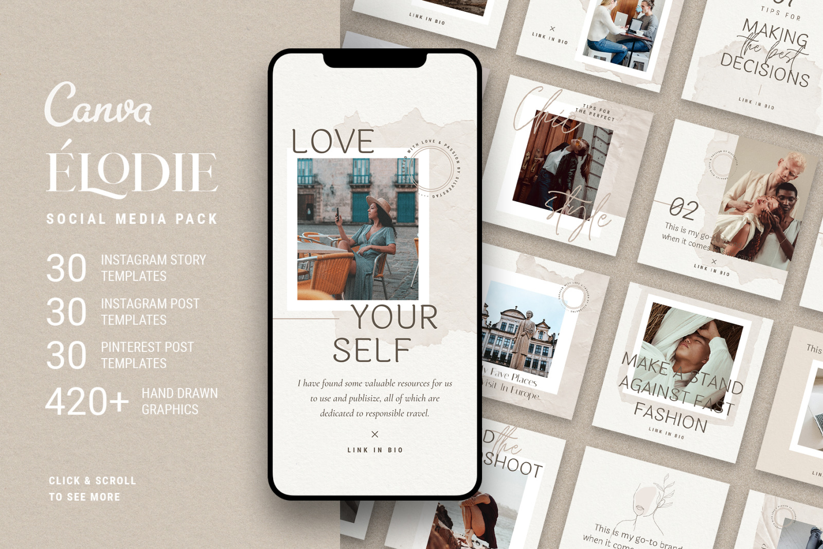 Elodie - Canva Social Templates Pack 50% OFF