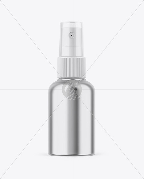 Glossy Metallic Spray Bottle Mockup