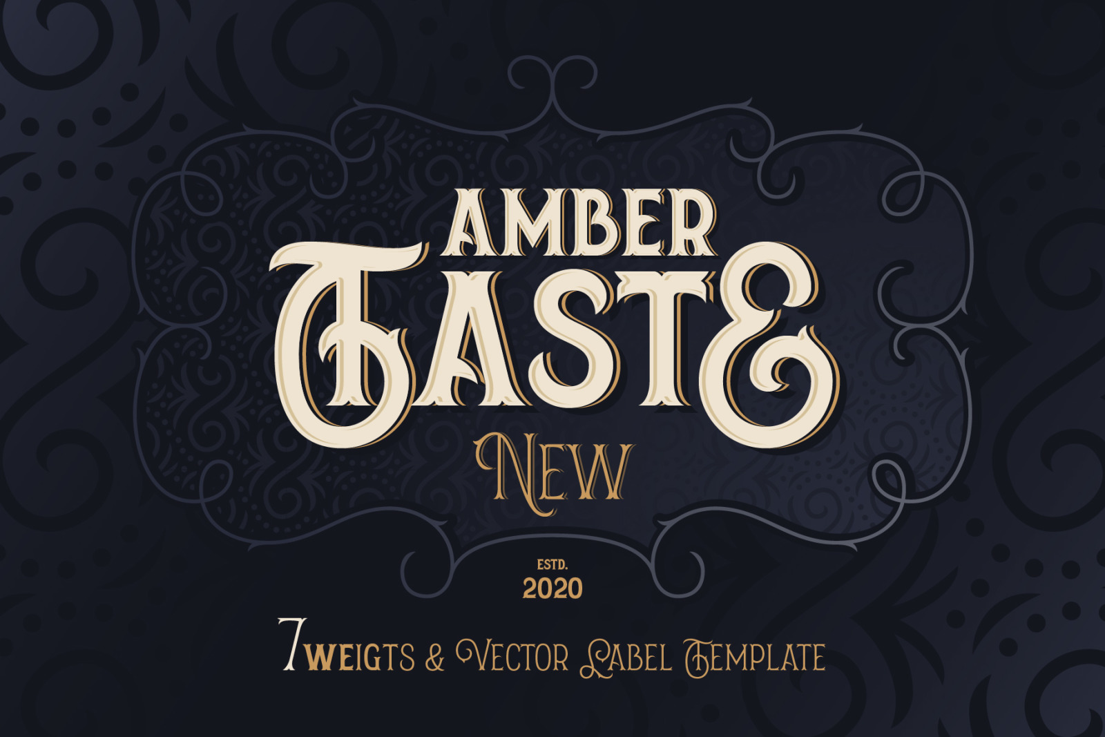 Amber Taste New. Font and Template.