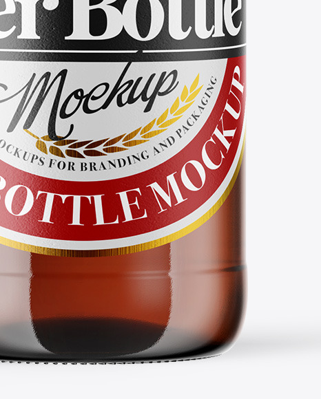 Amber Glass Beer Bottle Mockup