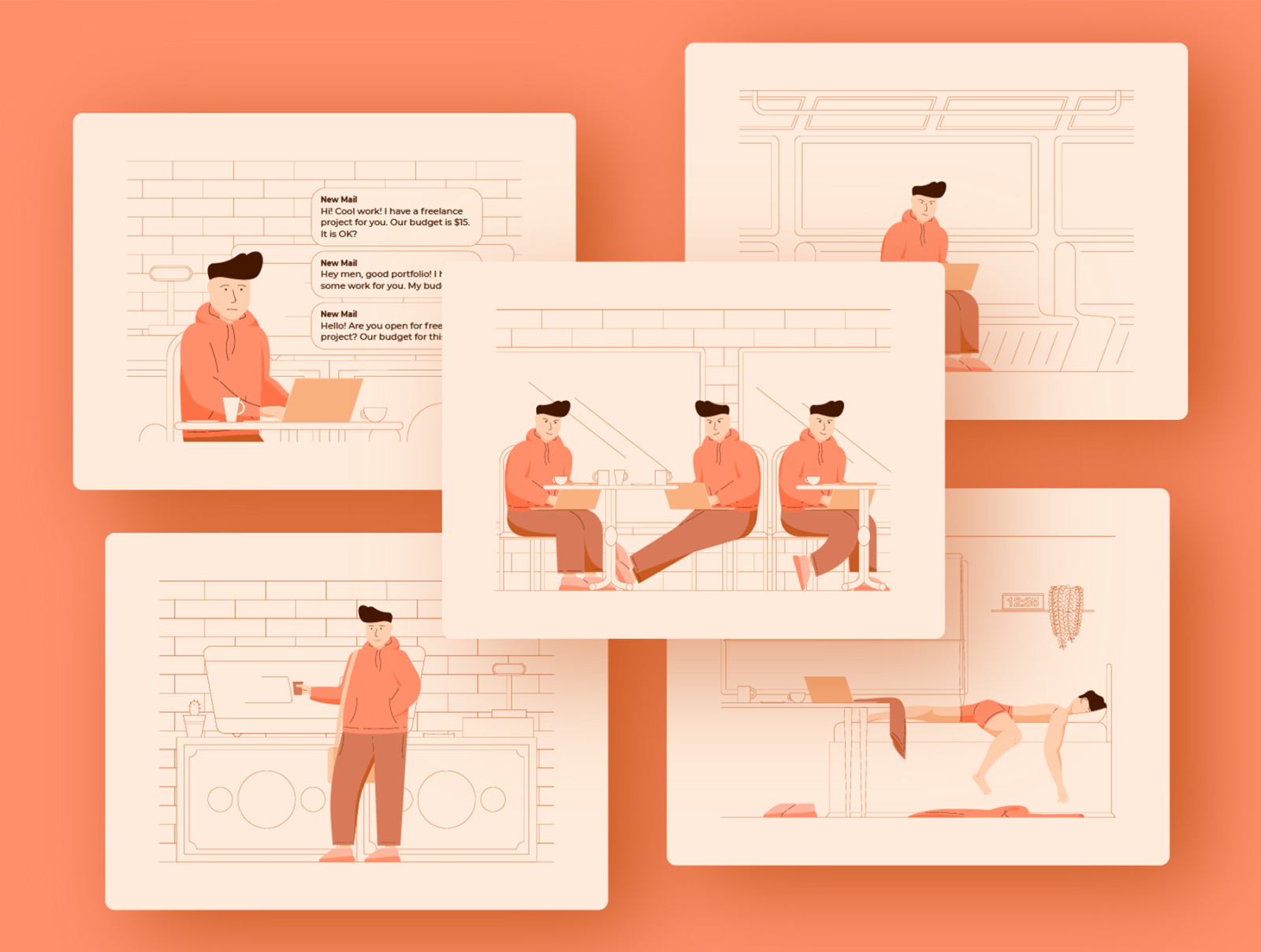 Freelance Guy Illustrations Set Freelance Guy Illustrations Set