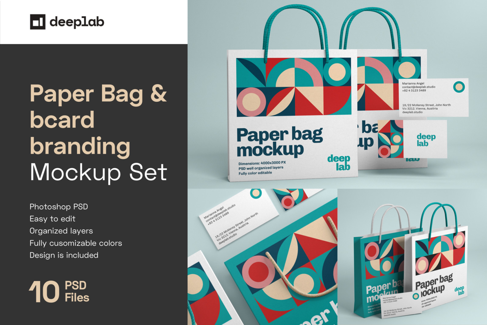 Paper Bag & Business Card Branding Mockup Set Paper Bag & Business Card Branding Mockup Set