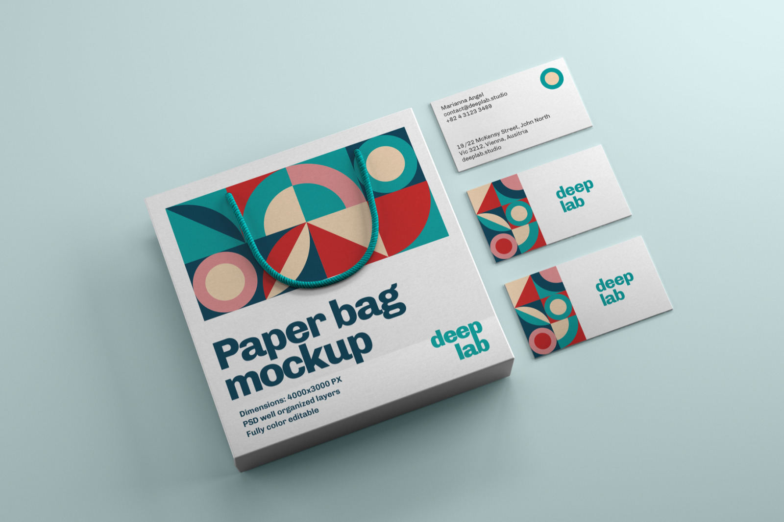 Paper Bag & Business Card Branding Mockup Set Paper Bag & Business Card Branding Mockup Set