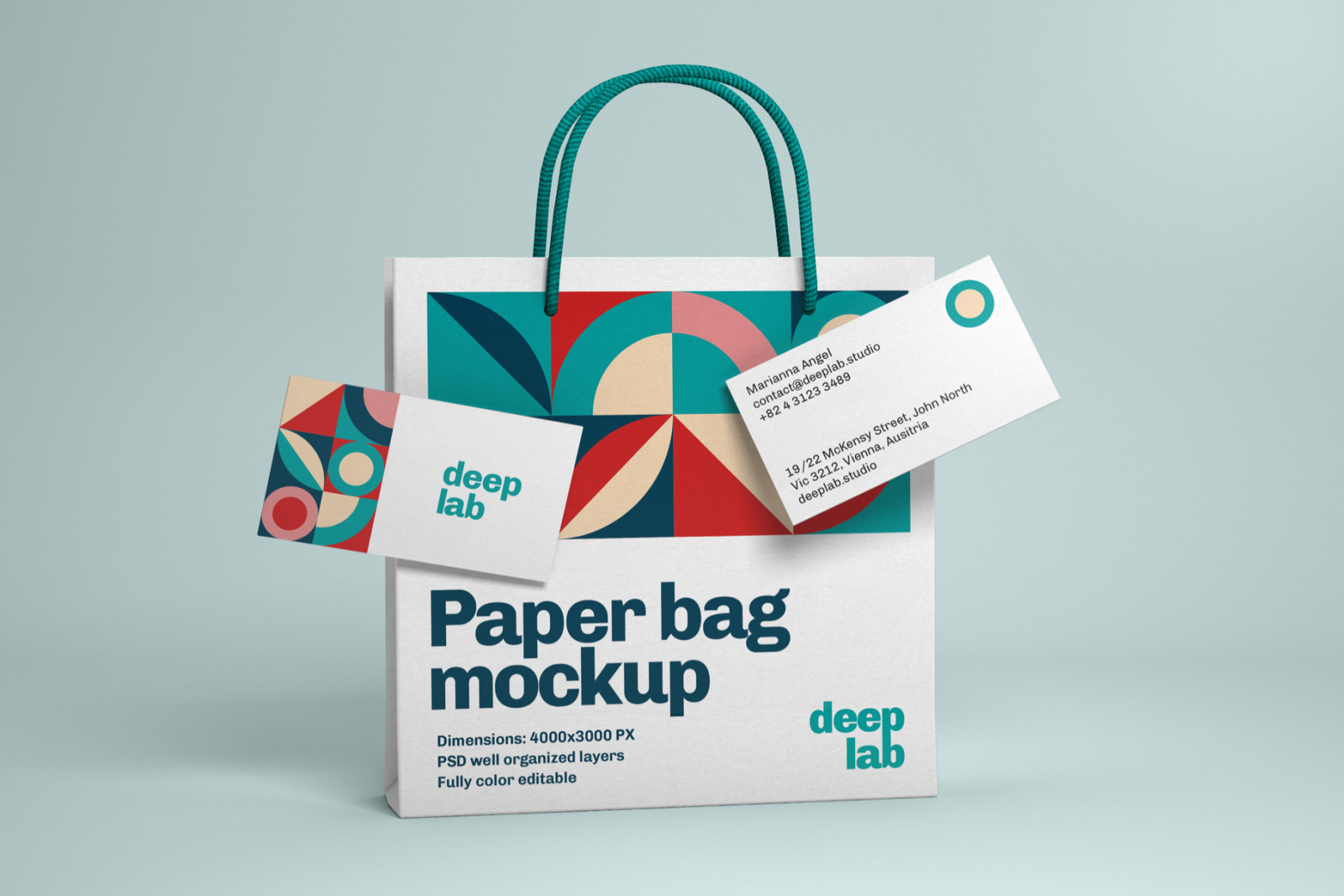 Paper Bag &amp; Business Card Branding Mockup Set