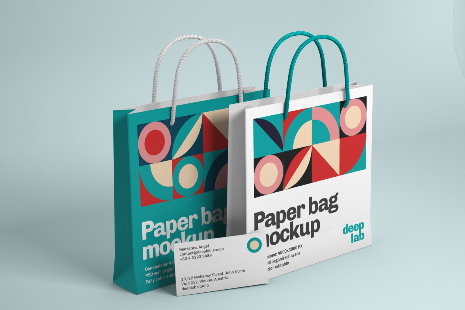 Paper Bag &amp; Business Card Branding Mockup Set