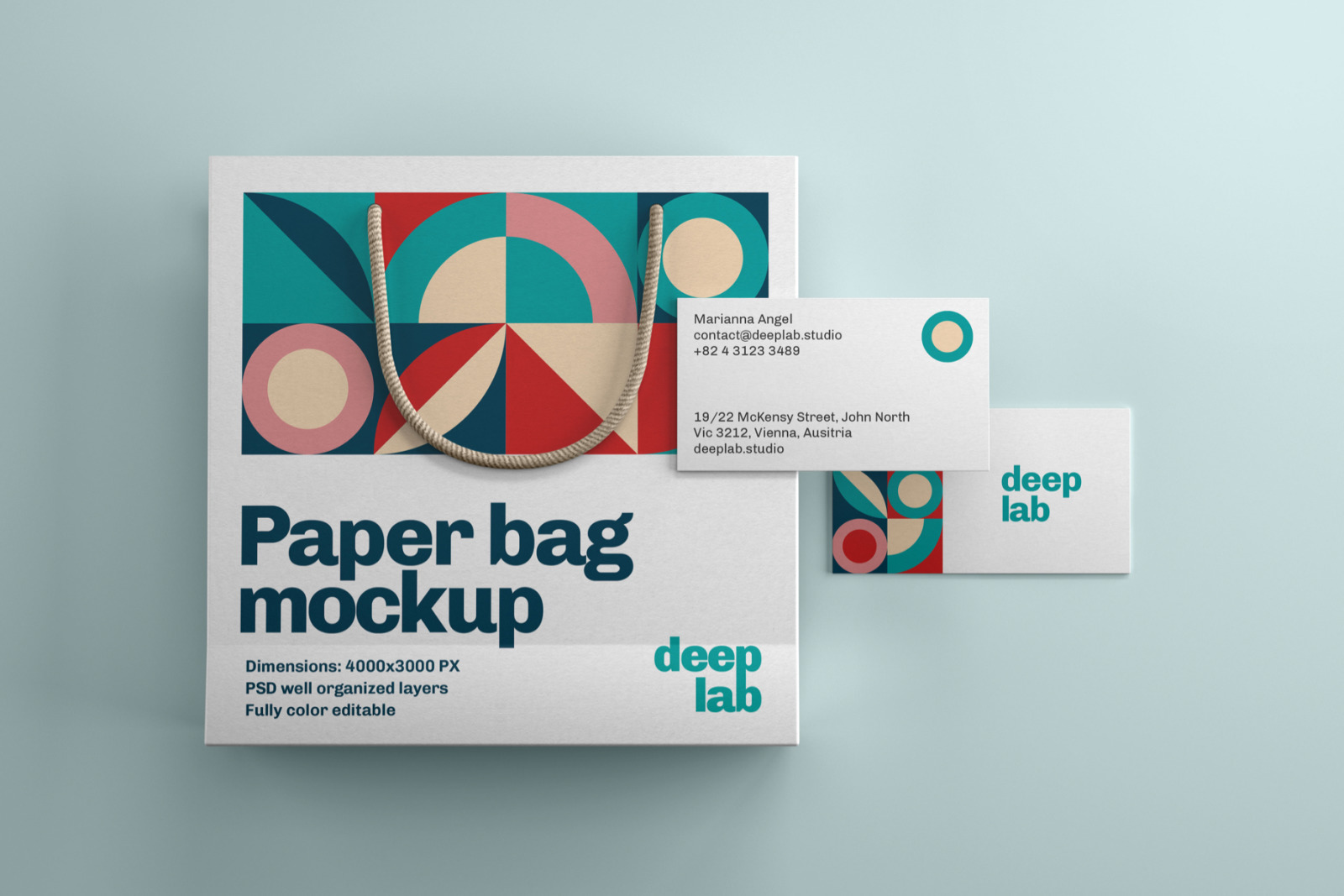 Paper Bag &amp; Business Card Branding Mockup Set